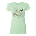 thumbnail image 2 of Stay Beautiful Positivity Quote Saying Pop Culture Womens Slim Fit Junior Tee, Mint, Medium, 2 of 3