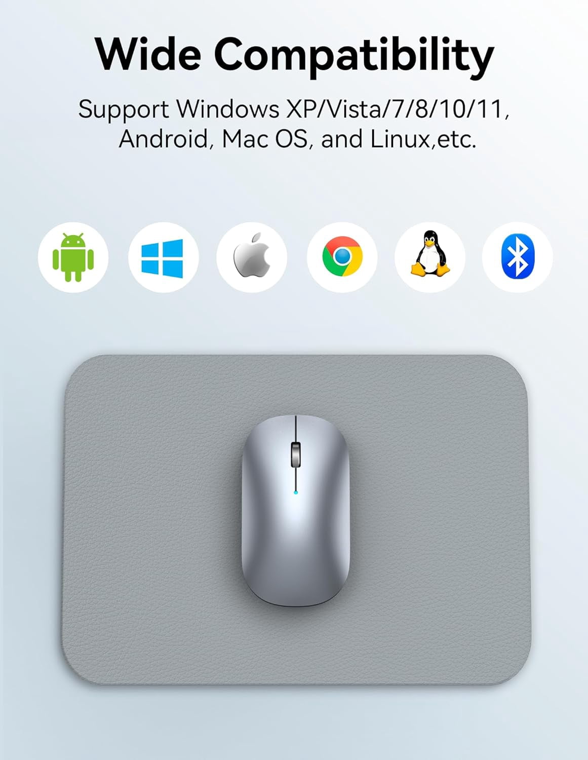2.4G Tri Mode Rechargeable Bluetooth Wireless Mouse, Ultra Thin Silent 4000 DPI Portable Computer Mouse