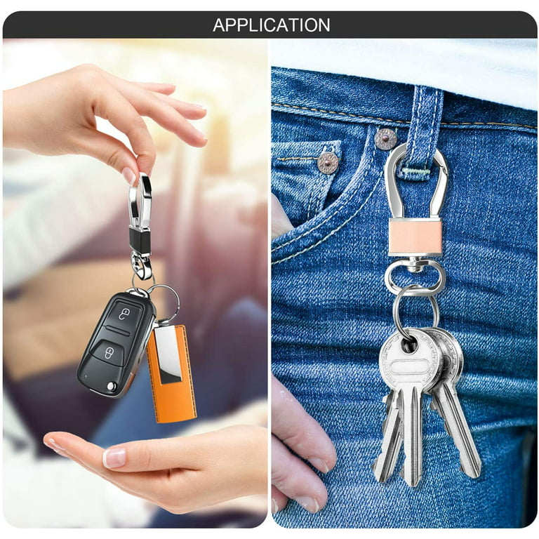 4 Pack Metal Keychain Key Clip Hook, Key Rings Key Chain Ring Holder  Organizer For Car Key Finder, Black , Rose Gold , Cyan , Violet 