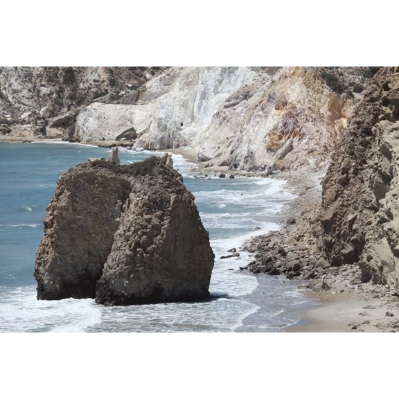 Fyriplaka beach weathered volcanic formations Milos Island Greece Canvas Art - Richard RoscoeStocktrek Images (18 x 12)