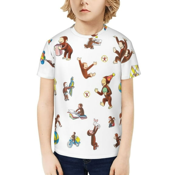 Curious George Boys' Shirt 3D Print Short Sleeve Tee Tshirt for Kids