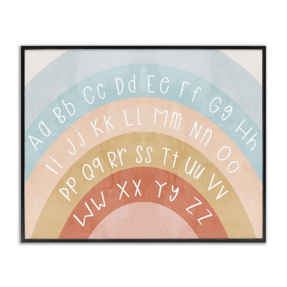 Stupell Industries Bohemian Pastel Rainbow Alphabet Black Framed Giclee Art, 14 x 11, by Lil' Rue