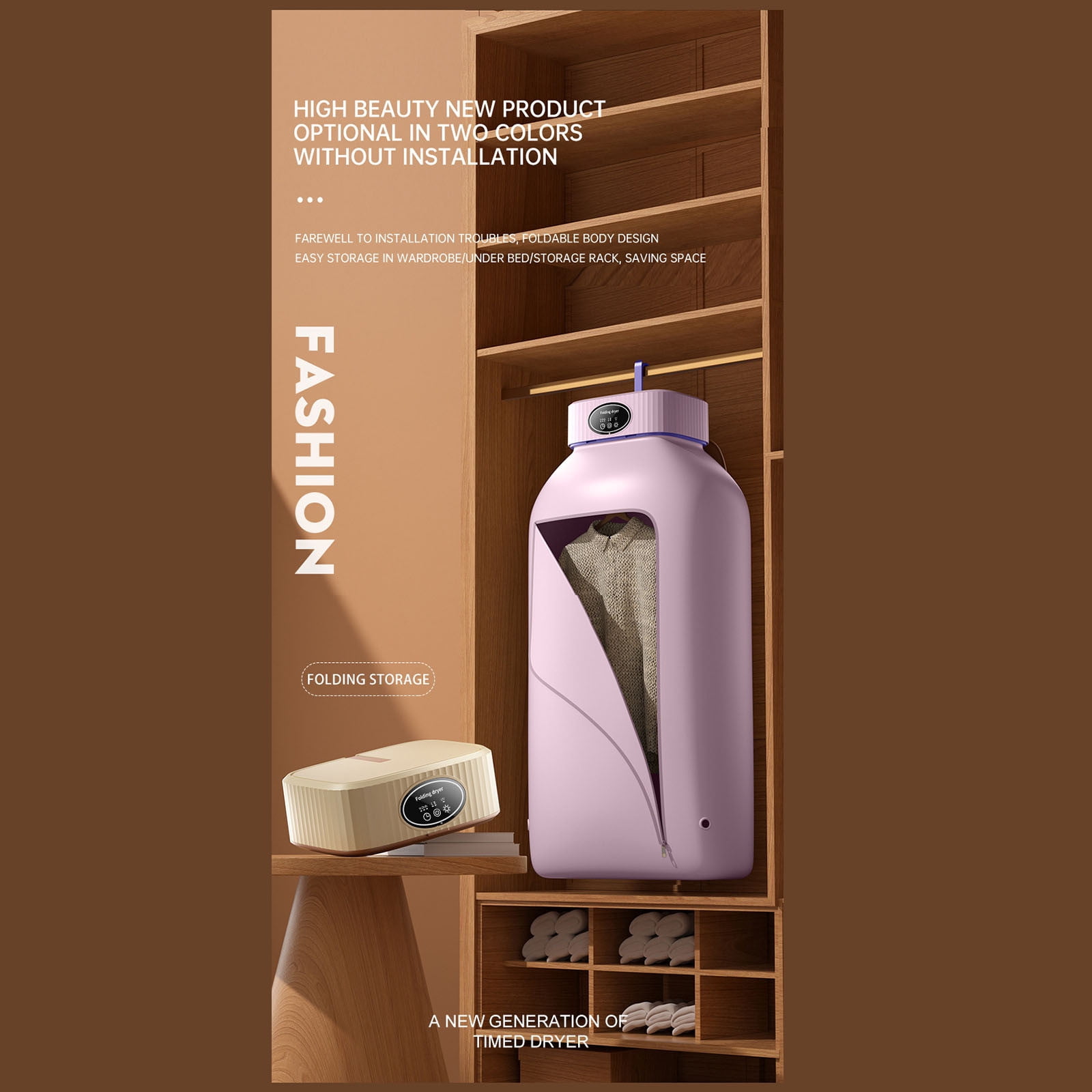KQJQS Portable Laundry Dryer, Multifunctional Portable Dryer Machine, 2 Gear Adjustable Mini Indoor Clothes Dryer With Dryer Bag