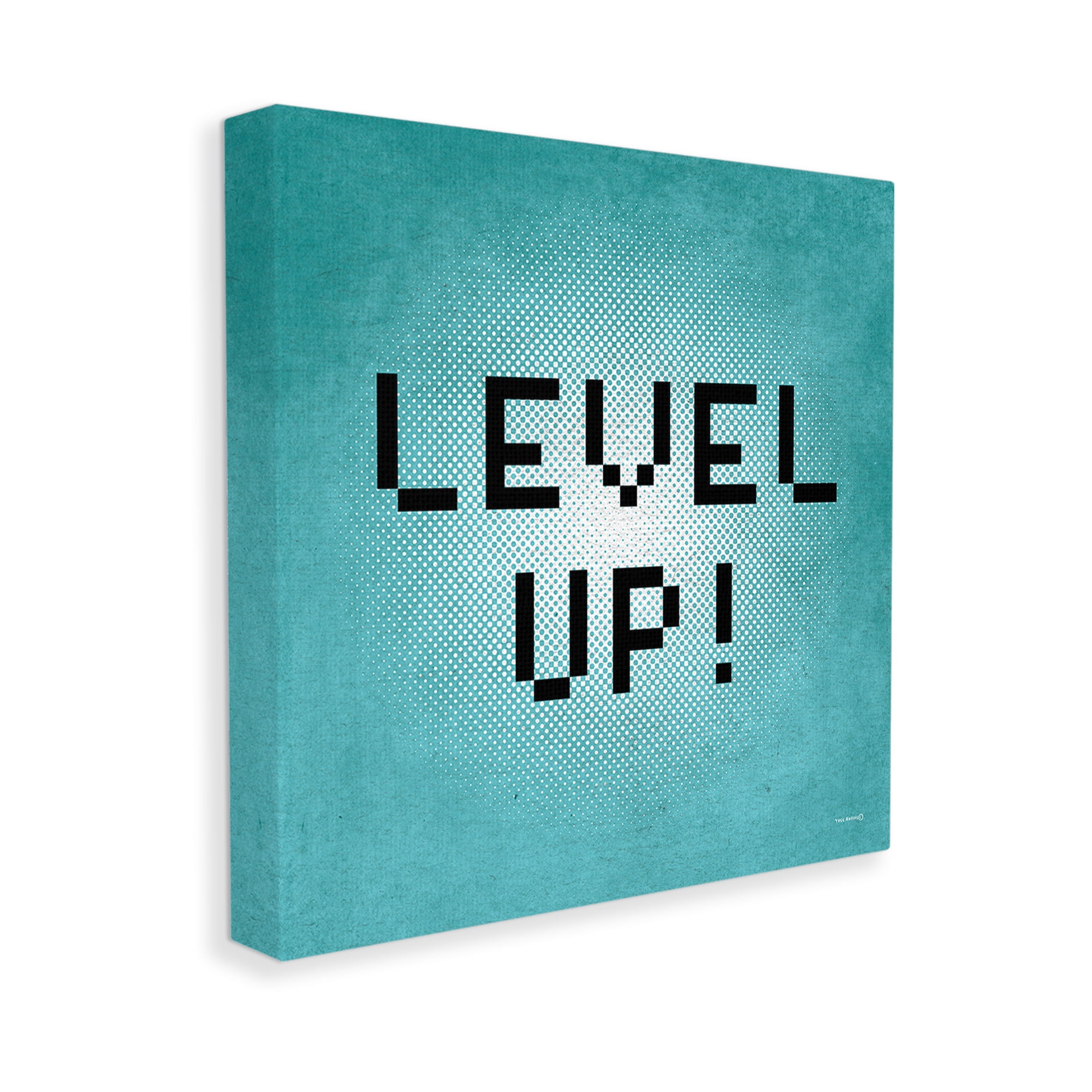 Stupell Industries Level Up Vintage Pixels Typography Painting Gallery Wrapped Canvas Art Print Wall Art, 30 x 30