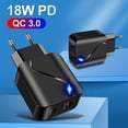 thumbnail image 4 of kurtrusly Phone Charger PD18W QC3.0 USB Quick Charging Adapter EU Plug Plastic Portable Charging Head, Black, 4 of 8