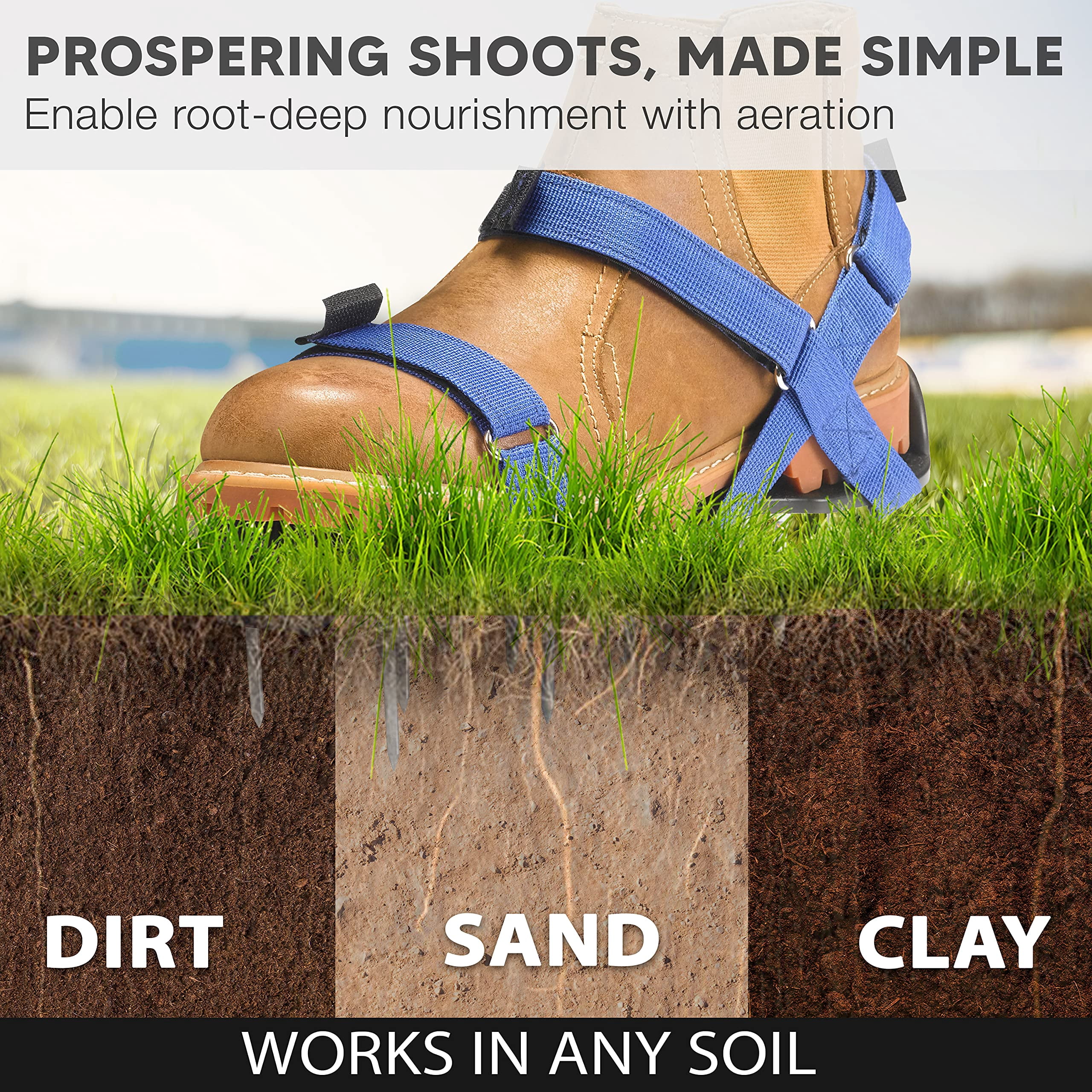 Lawn Aerator Shoes - Ready-to-use  Pre-assembled One-size-fits-all Gardening With X-strap Spike For And Yard Tools By Envygreen
