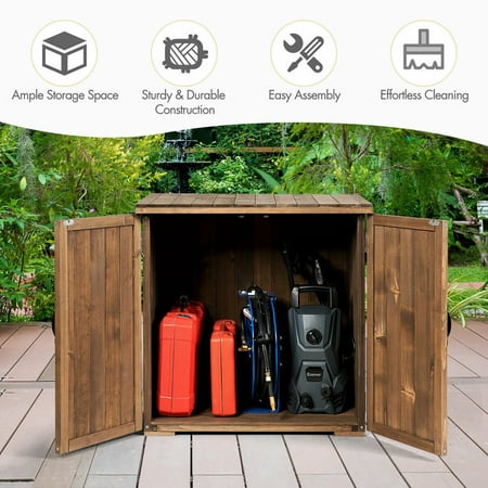 gymax 2.5 x 2 ft outdoor wooden storage shed cabinet w