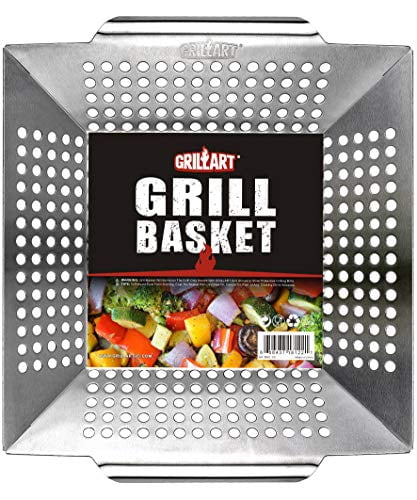 2pk Grill Tray Stainless BBQ Vegetable Seafood Fry Side Basket Pan FREE SHIPPING 