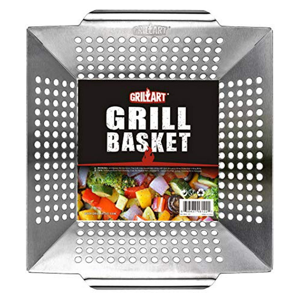 GRILLART Grill Basket for Vegetables & Meat Large Grill Wok/Pan for
