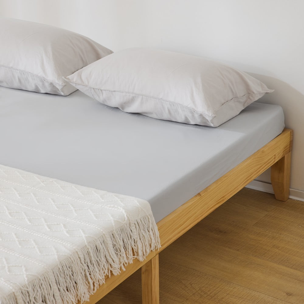 IVV 12 Inch Solid Pine Platform Bed Frame, Queen Size Sturdy Bed Frame with Wood Slat Support, No Box Spring Needed, Natural