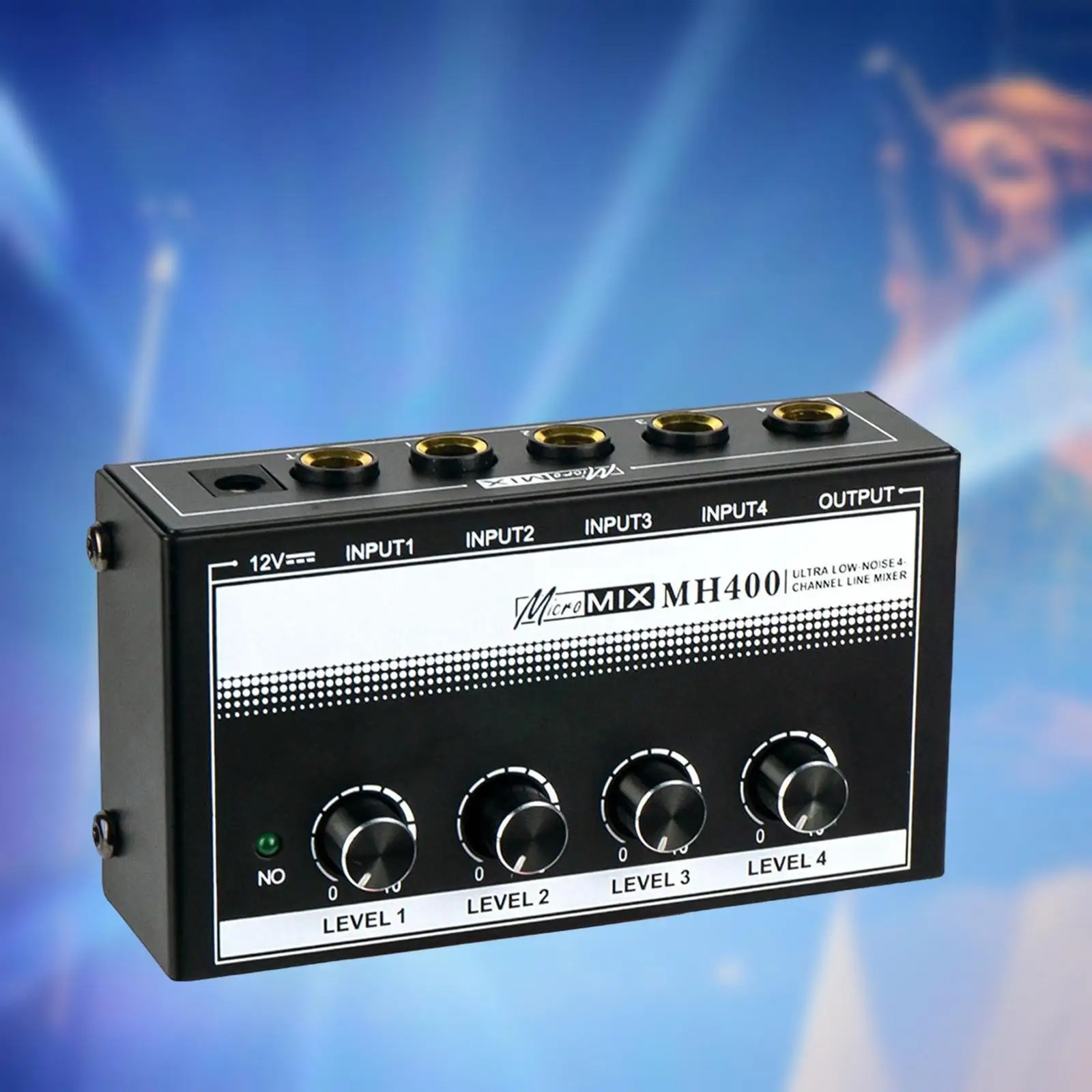 Sound Mixer Professional 4 Channel Line Mixer Volume Control Mini Au-dio Mixer for Musical Instruments Keyboards Bass Black ,Precision Control