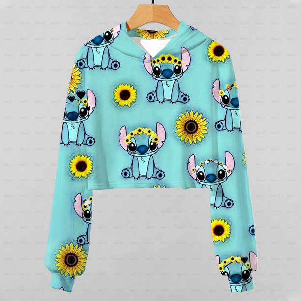 Sudadera con capucha con estampado divertido de punto rosa de Disney para niños, ropa de marca para niñas, suéter corto de manga larga, suéter con capucha de otoño 150 heqiyong CONDUJO