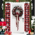 thumbnail image 1 of Pancarta de decoraciones navideñas, letrero navideño para porche, pancartas colgantes a cuadros rojos para interiores y exteriores, pared de puerta delantera, decoración navideña navideña $, 1 of 5