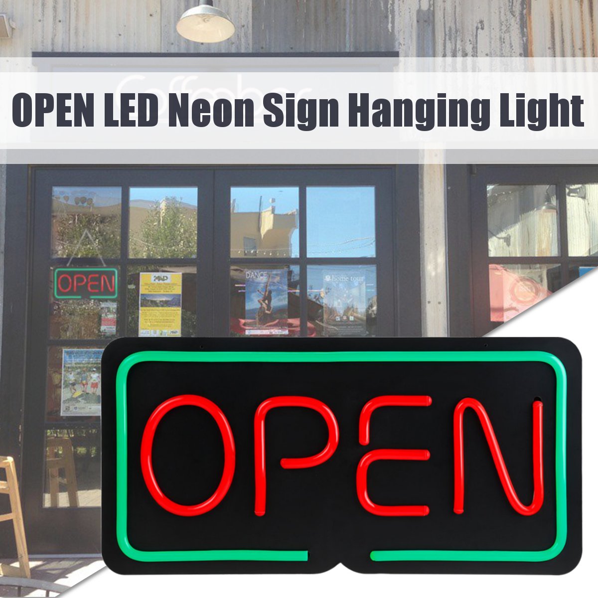KUDOSALELED Neon Open Sign for Business Lighted Sign Open with Static and Flashing Modes