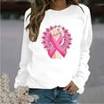 thumbnail image 2 of Jinhomg Womens Cute Breast Cancer Sweatshirt Comfy Long Sleeve Pink Ribbon Print Tops Casual Loose Fall Winter Pullovers White L, 2 of 5