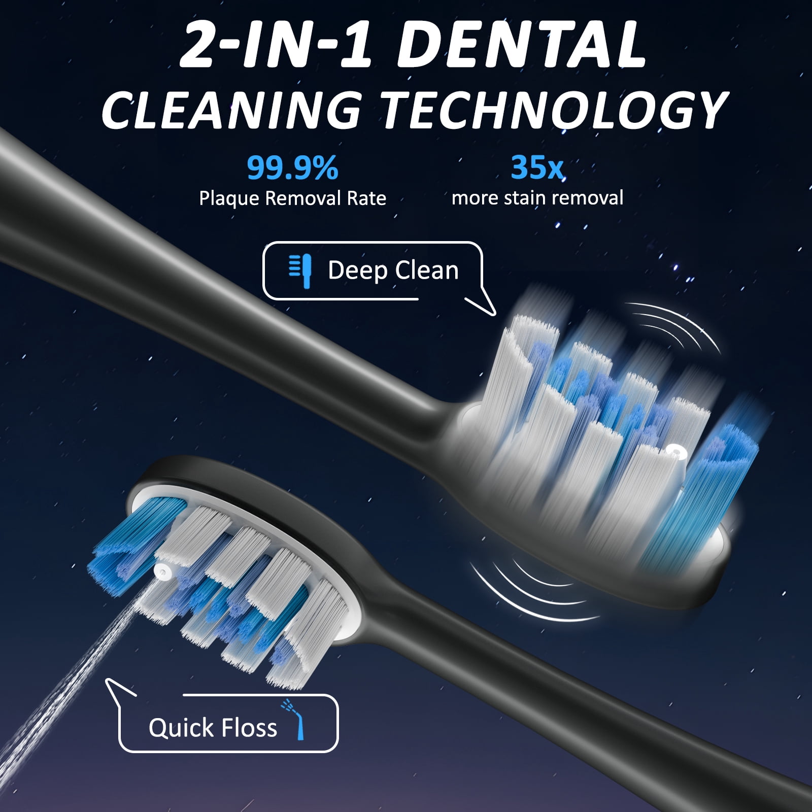 Marchpower Electric Toothbrush with Water Flosser, 3 in 1 Teeth Cleaning Kit, Flosses Vibrates & Oscillates,Portable 7 Modes Toothbrush & Flosser Combo