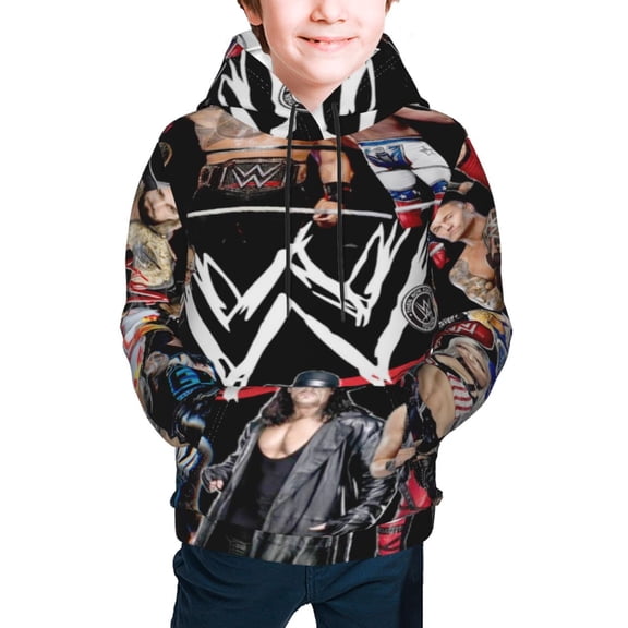 Boys Girls Wres-Tler W-W,E Hoodies 3D Print Lightweight Pullover Hoodie Casual Hooded Sweatshirts with Pocket