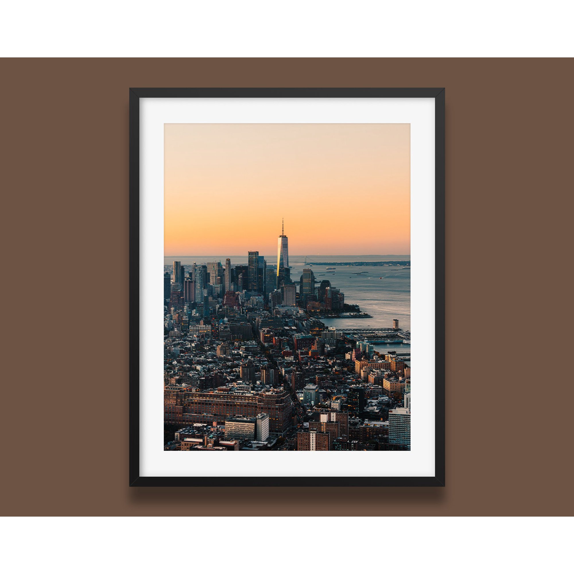 NYC Sunrise Poster Manhattan Skyline Wall Art One World Trade Center , Poster Print Only