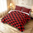 thumbnail image 3 of Manfei Classic Plaid Twin Quilt Set,Vintage Check Twin Coverlet Set,Red White,2pcs,1 Bedspread and 1 Pillowcase, 3 of 7