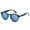Blue Flash Mirror, variant on 3 Pairs Vintage Inspired Round Horn Rimmed Key Hole Bridge Fashion Sunglasses for Men & Women