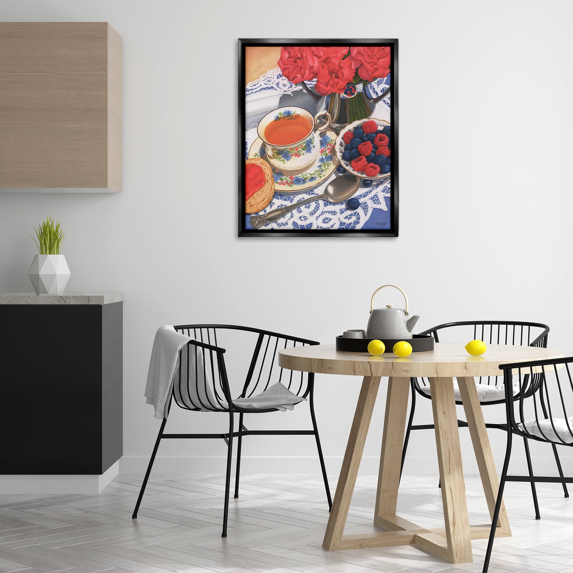 Stupell Industries Berries & Tea Party Food & Beverage Painting Black Floater Framed Art Print Wall Art, 25 x 31