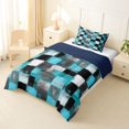 thumbnail image 2 of Homewish Vintage Blue Checkered Twin Comforter Sets,Grunge Abstract Art Bedding Set,Navy Blue Reversible,2-Piece,1 Comforter and 1 Pillowcase, 2 of 7
