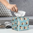 thumbnail image 6 of Sikiie Funny Cartoon Pugs Leather Tissue Box Cover Square, tissue box holder, Tissue Box with Bottom Belt-5.2”x5.2”x5.2”, 6 of 7