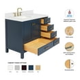thumbnail image 3 of Ariel Cambridge 42 Inch Single Left Offset Rectangle Sink Bathroom Vanity With Carrara White Quartz Countertop 1.5 Edge In Midnight Blue, 3 of 10