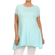 PLUS Women's Short Sleeves Solid Tunic Top