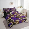 thumbnail image 3 of Manfei Abstract Camouflage Bedding Comforter Set 7 Pieces, Purple Brown Camo Queen Bedding Sets, Military Patriotic Theme Queen Sheet Sets, Breathable Home Decor, 3 of 8