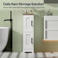 thumbnail image 2 of Small Bathroom Storage Cabinet, Farmhouse Corner Floor Storage Cabinet with 2 Doors and Adjustable Shelves, Toilet Paper Cabinet for Small Spaces, 7.9" D x 7.9" W x 30.7" H, White and Walnut, 2 of 7