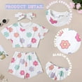 thumbnail image 3 of WESIDOM Toddler Girl Clothes Baby Girls Outfits 6M-5T Summer Floral Print Shirt+Shorts+Headband 3pcs Baby Clothing, 3 of 5