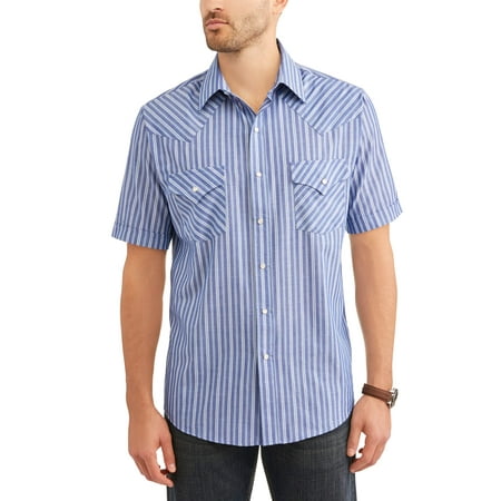 Stripe Non Iron Shirt - Men's Short Sleeve Stripe Western Shirt