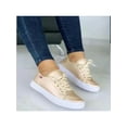 thumbnail image 3 of Avamo Women Breathable White Sneaker Round Toe Skate Shoes Casual Lightweight Lace Up Fashion Sneakers Gold 5.5, 3 of 3