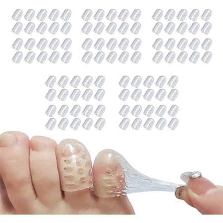 Silicone Anti-Friction Toe Protector, 100 Pcs Gel Toe Protectors Breathable Toe Covers, Little Toe Protectors Caps Guards for Men Women, Toe Sleeves for Corns, Blisters and Ingrown Toenails (100 PCS)