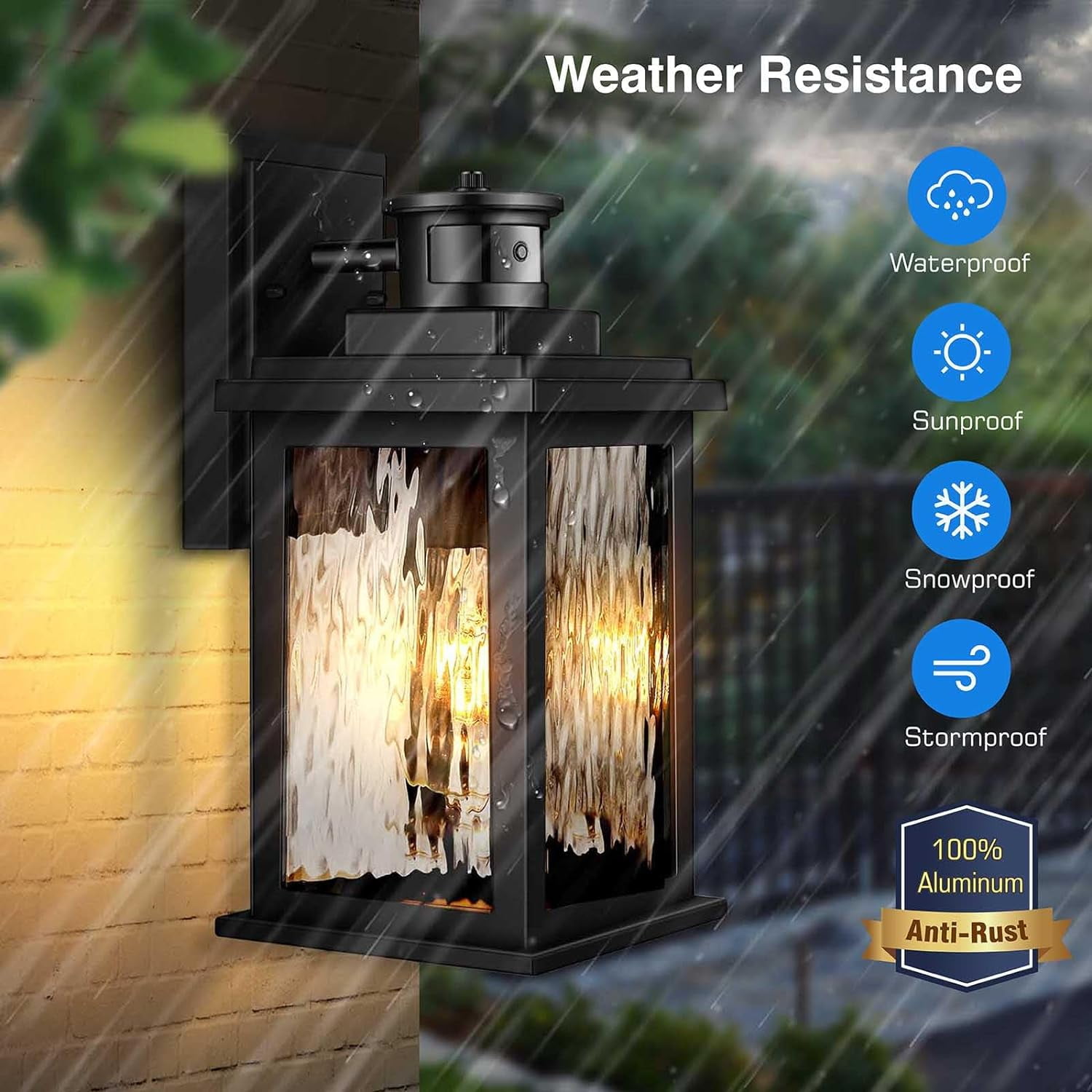 VIANIS Motion Sensor Outdoor Light Fixtures Wall Mount, 2 Pack Dusk to Dawn Outdoor Wall Lantern Sconce Lights, Moden Black Outside House Lights with Tempered Glass for Front Door, Patio