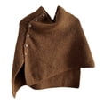 thumbnail image 5 of Holzkary Women Knitted Button Shawl Wrap, High Neck Knit Winter Asymmetrical Knit Poncho Scarf, Soft Warm Neck Warmer for Cold Weather Fall Winter Outfits Travel Vacation Beige One Size, 5 of 5