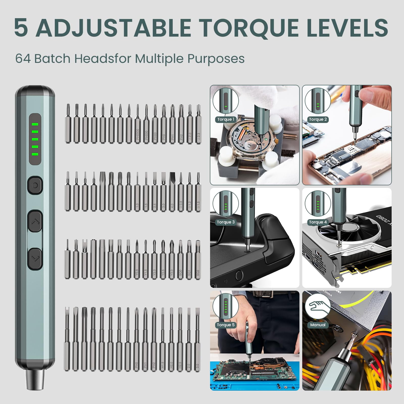 Electric Screwdriver, 70 In 1 Screwdriver Set, Mini Electric Screwdriver, Precision Screwdriver Kit With 64 S2Bits, Rechargeable Repair Tool Kit For Car Mini Screwdriver For Eyeglasses, Watch, Phone