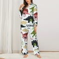 thumbnail image 2 of Gukieu Cute Dinosaurs Print Women's Long Sleeve Pajama Set, Button Top Elastic Pocket Pajama Pants Two Piece Set Home Wear-Medium, 2 of 7