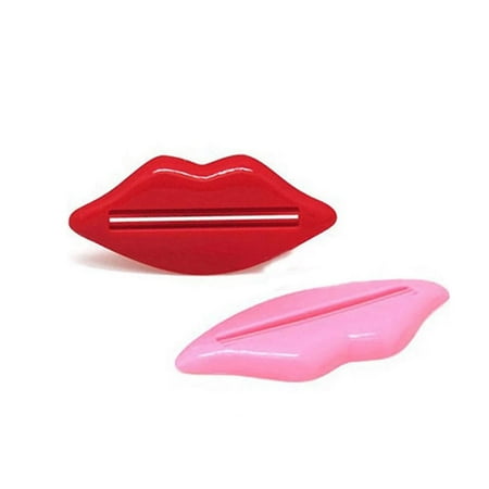 2Pcs Squeeze Cosmetics Bottle Dispenser Lip Style Bathroom Toothpaste Extruder Squeezer Dispenser Toothpaste Tube Toothpaste Clips