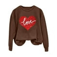 thumbnail image 4 of Baqcunre Valentine'S Day Shirts For Women Love Women's Love Printed Round Neck Long Sleeve Top(Brown S-XXL),Long Sleeve Shirts For Women Graphic Tees Holiday Tops For Women 2023 Womens Tops, 4 of 4