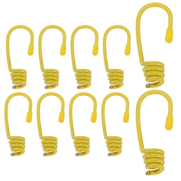 Uxcell 10 Pcs 9/32" Bungee Cord Hooks 2.8" Long Heavy Bungee Shock Cord Hook Yellow