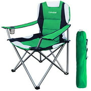 Folding Camping Chairs Outdoor Lawn Chair Padded Sports Chair Lightweight Fold up Camp Chairs High Weight Capacity Bag Chairs for Heavy Duty Beach Hiking Fishing Spectator with Cup Holder