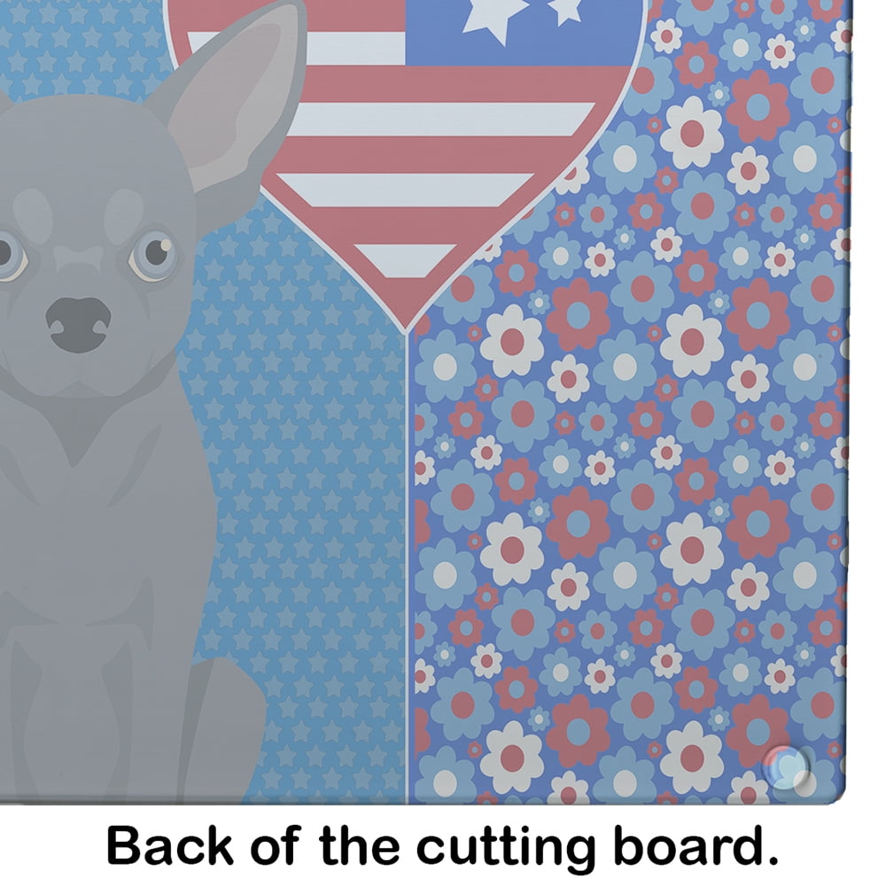 Blue Chihuahua Glass Cutting Board Large 12 in x 15 in