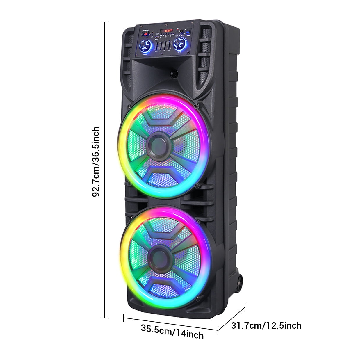 Lohoms Dual 12-in Woofer Bluetooth Speaker With Mic Portable Party PA Sound System RGB
