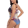 thumbnail image 4 of Pofeuu Dreamy Forest Elf Print Women's One Piece Swimsuits One Shoulder Swimwear Asymmetric Ruffle Monokinis Bathing Suits-Medium, 4 of 6