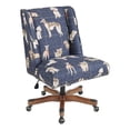 thumbnail image 1 of Linon Draper Dog Wood Upholstered Adjustable Office Chair in Blue, 1 of 17