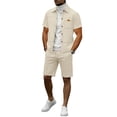 thumbnail image 7 of BLTIBY Men Summer Sets Outfits 2 Piece Waffle Button down Lapel Shirts and Shorts Tracksuits Soft Resort Wear Khaki M, 7 of 7