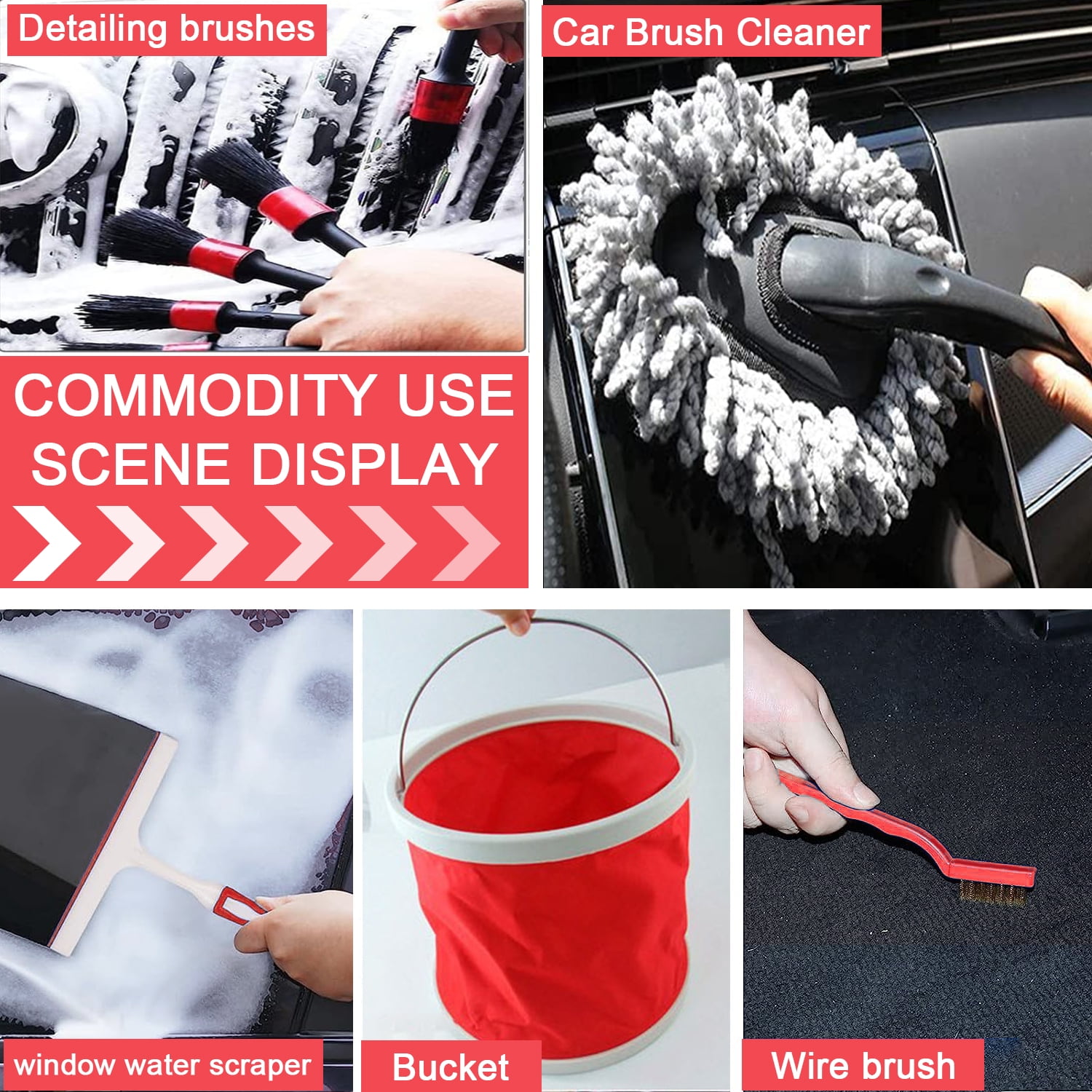 Car Wash Kit - Car Cleaning Kit,Car Wash Kit with Foam Gun, Microfiber Sponge and Towels,Tire Brush, Collapsible Bucket,Car Wash Foam Gun