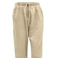 thumbnail image 6 of Babysbule Women's Pants Women Casual Solid Cotton Linen Drawstring Elastic Waist Long Wide Leg Pants, 6 of 6